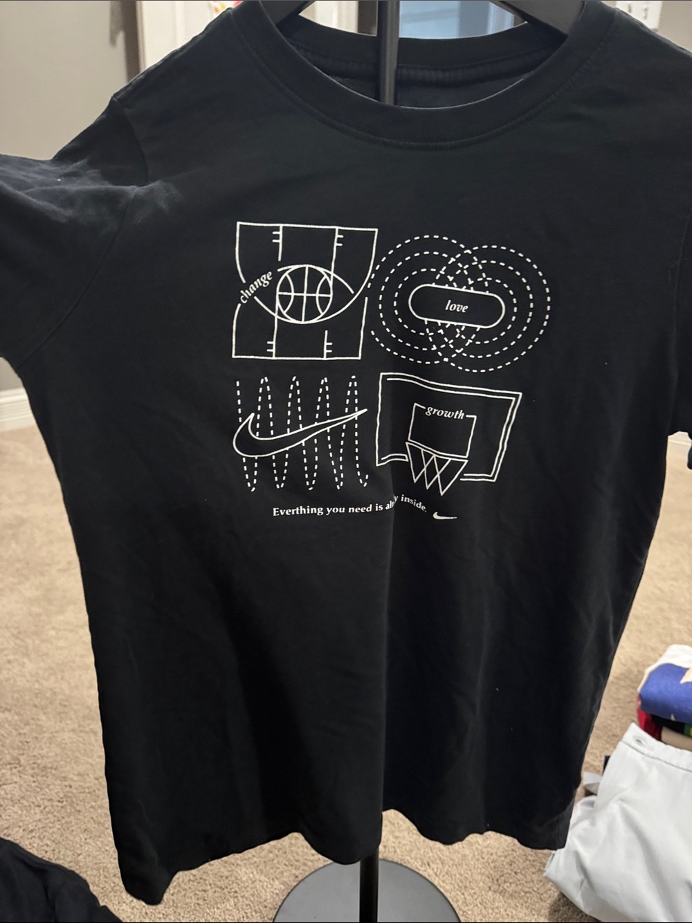 Nike Black T-Shirt with White Basketball Graphic